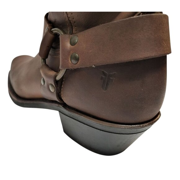 FRYE 8R Harness Short Boot Brown Oiled Leather Western Cowgirl Moto Engineer - Picture 7 of 10